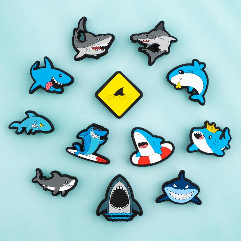 Shark animal Shoe Charms Sea Animal 12PCS PVC Ocean Clog Pins Accessories Party Favors Birthday Gifts Holiday Decoration for Boys Women Girl