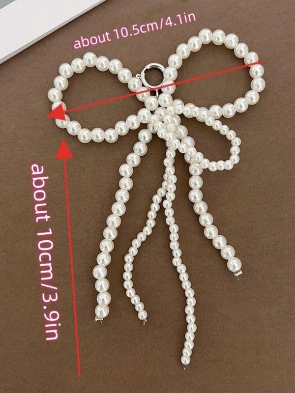 Faux Pearl Decorated Bowknot Design Shoe Charm, 1 Count Cute Shoes Decorations for Women & Girls, Fashionable Shoes Decorations for Clogs