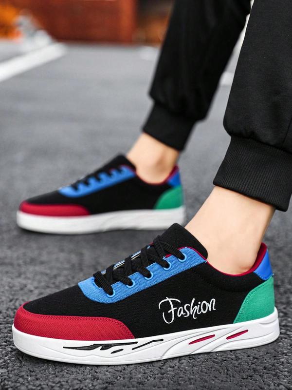 Men's Fashionable Colorblock Letter Print Lace Up Low Top Sneakers, Casual Comfortable Sports Shoes, Trendy All-match Sneakers for Daily Wear