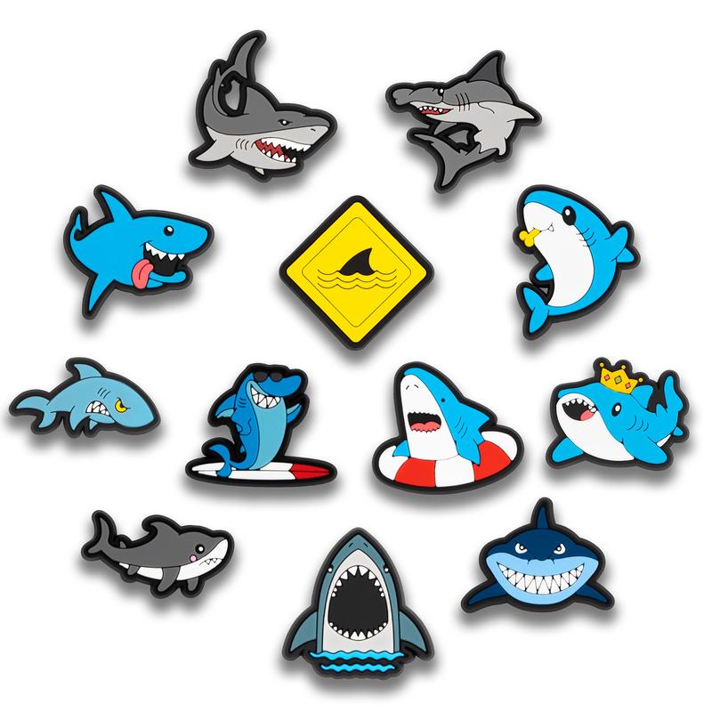 Shark animal Shoe Charms Sea Animal 12PCS PVC Ocean Clog Pins Accessories Party Favors Birthday Gifts Holiday Decoration for Boys Women Girl