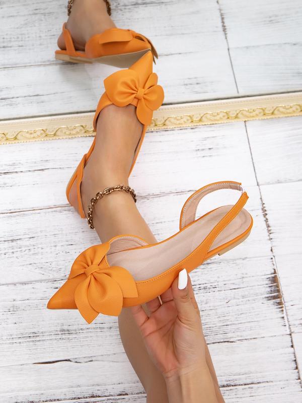 Women's Fashionable Bowknot Decor Flat Sandals, Elegant Pointed Toe Slingback Sandals for Daily Wear, Lightweight Breathable Comfortable Shoes for Women & Girls