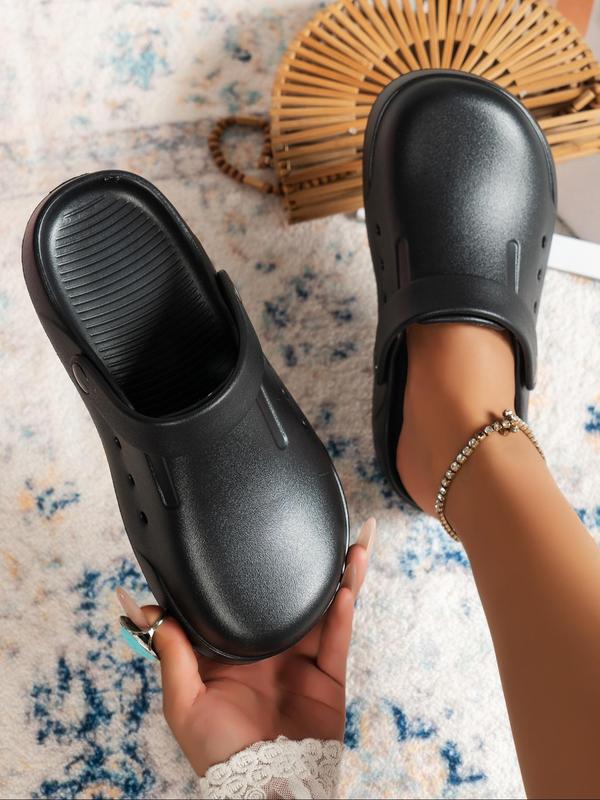 Women's Solid Hollow Out Design Clogs, Casual Comfortable Non-slip Clogs for Indoor & Outdoor Wear, Lightweight Breathable Shoes for Daily Wear