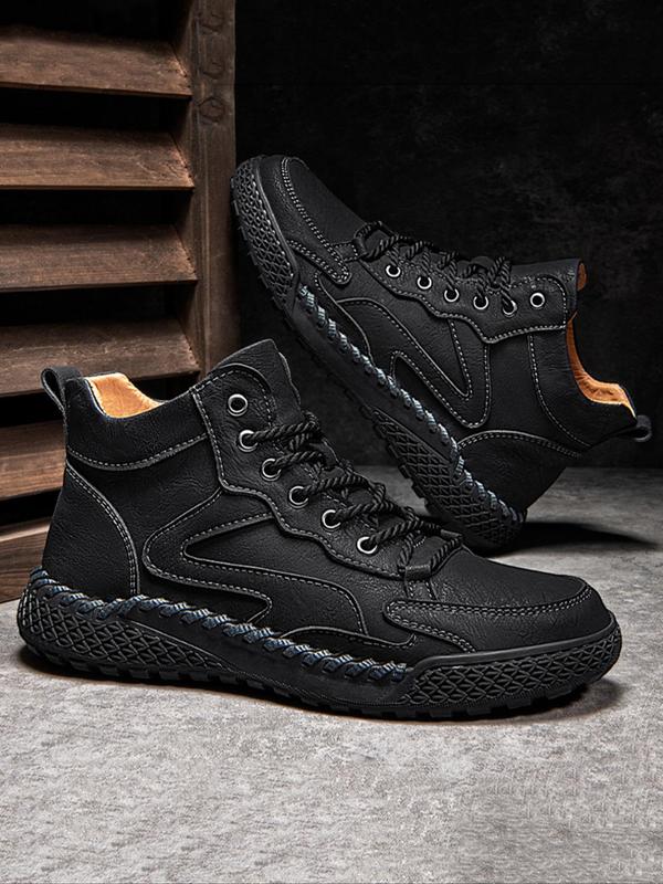 Men's Fashionable Lace Up Front Mid Top Sneakers, Casual Comfortable Sports Shoes for Outdoor Activities, Multifunctional Shoes for Walking, Running and Hiking