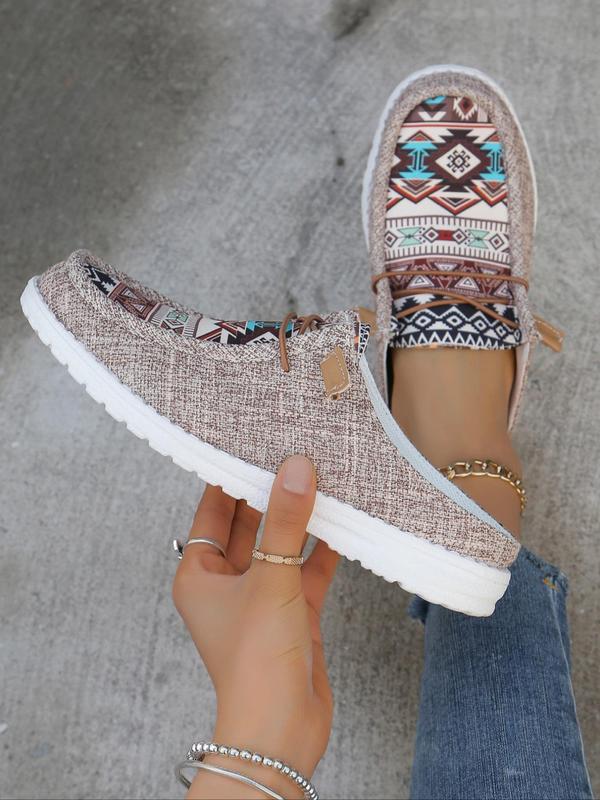 Women's Ethnic Pattern Slip on Low Top Sneakers, Casual Comfortable Lightweight Slip on Popular Summer Sandals, All-match Commuter Shoes for Work & Daily Wear