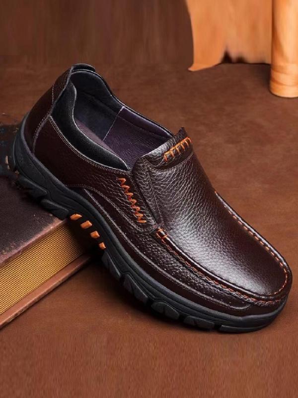 Men's Business Casual Slip on Cowhide Dress Shoes, Fashionable Soft Comfortable  Luxury Men Shoes for Daily Wear, Perfect for Men for Outdoor & Office Wear