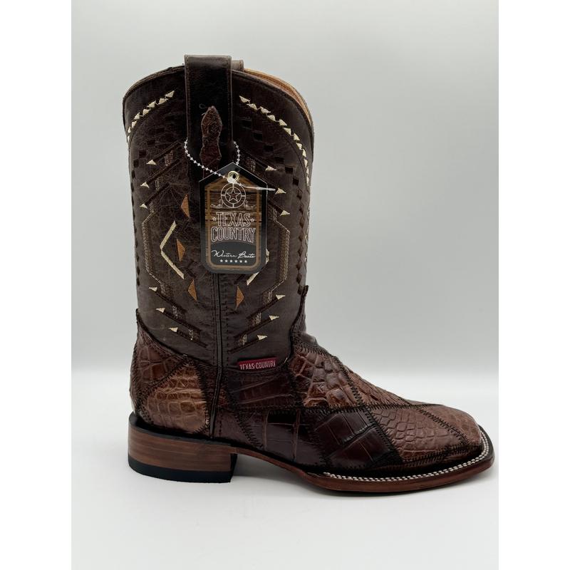 Bota Rombos Caiman Brown Men's Boots Square Toe