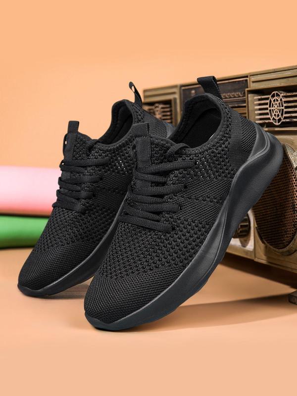 Men's Solid Color Mesh Breathable Lightweight Sneakers, Casual Comfortable Sports Running Shoes, Male All-match Round Toe Shoes for Daily Wear