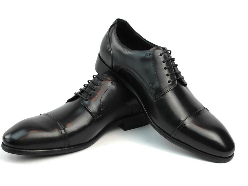 Genuine Leather Exclusive Men's Black Cap Toe Lace Up Formal Dress Shoes London AZARMAN