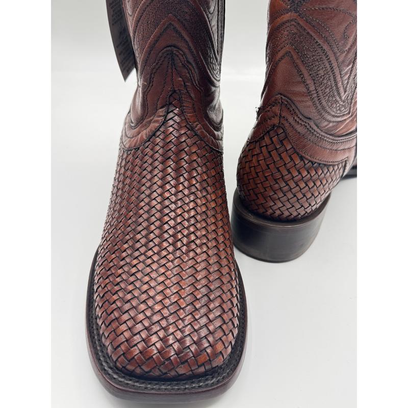 Men's Cognac Petatillo Boots Square Toe E834 Tejido Cognac