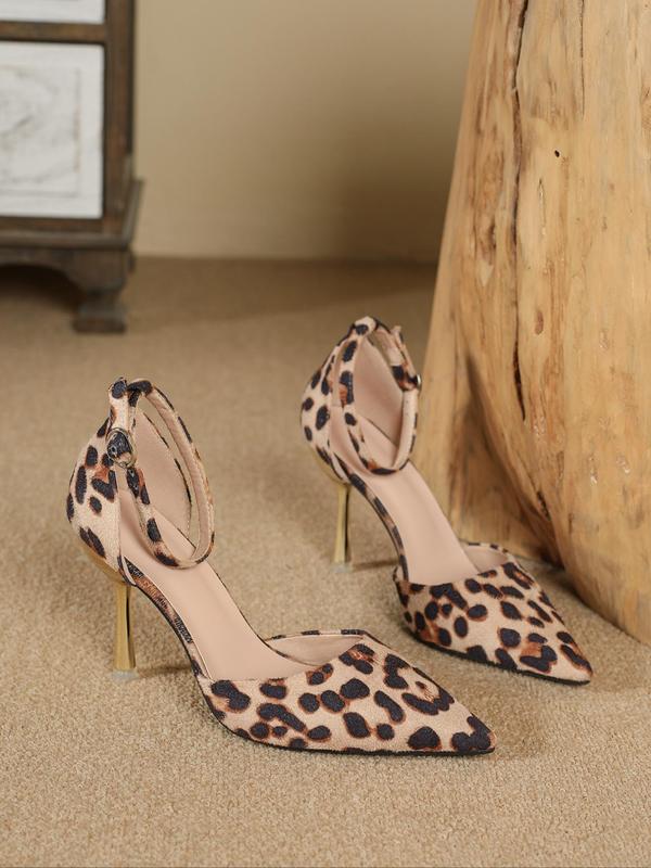 Women's Elegant Leopard Pattern Stiletto Heels, Sexy Pointed Toe High Heels for Party, Gorgeous Heels for Women & Girls