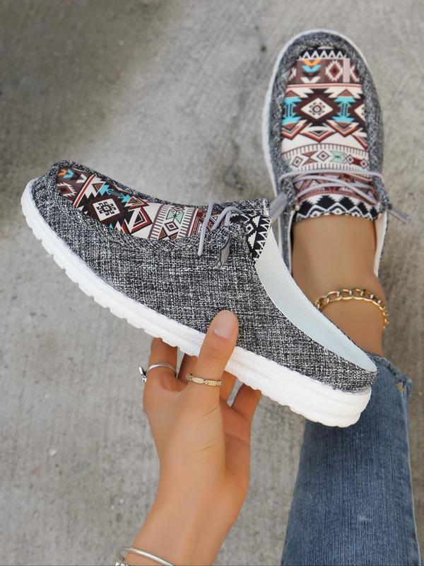 Women's Ethnic Pattern Slip on Low Top Sneakers, Casual Comfortable Lightweight Slip on Popular Summer Sandals, All-match Commuter Shoes for Work & Daily Wear