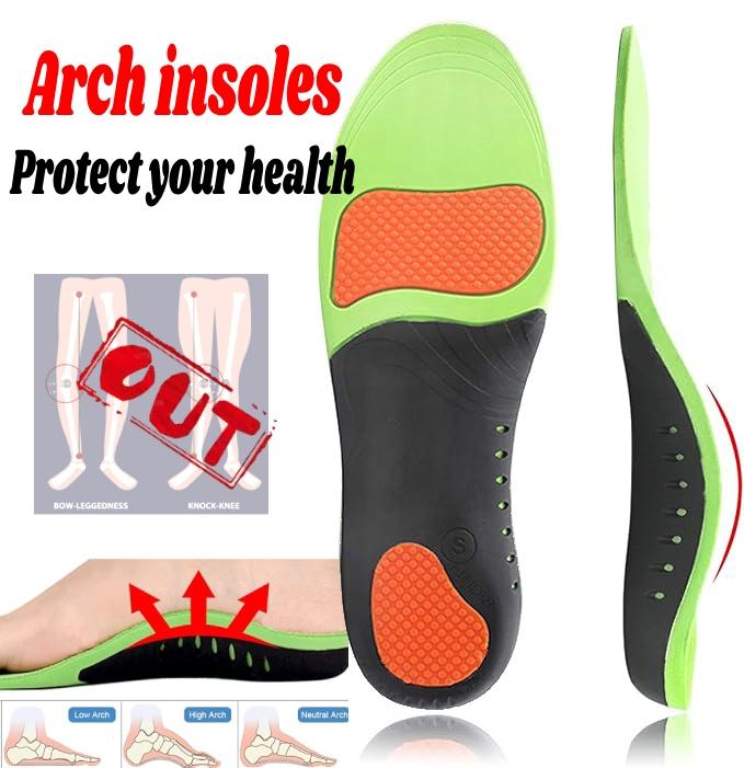 Orthotic Cushion Arch Support Shoe Insoles for Men & Women, Unisex Daily Shock Absorption Gel Sports Inserts for Flat Feet, Plantar Fasciitis, Heel Pain Relief