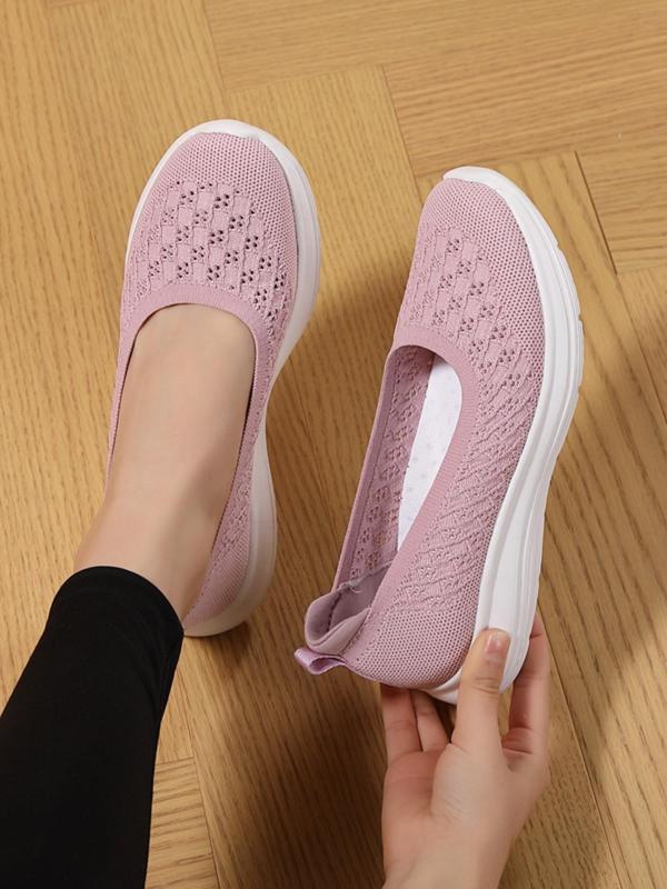 Women's Mesh Breathable Lightweight Slip on Shoes, Casual Comfortable Flat Shoes for Daily Wear, Female All-match Round Toe Shoes for Daily Wear