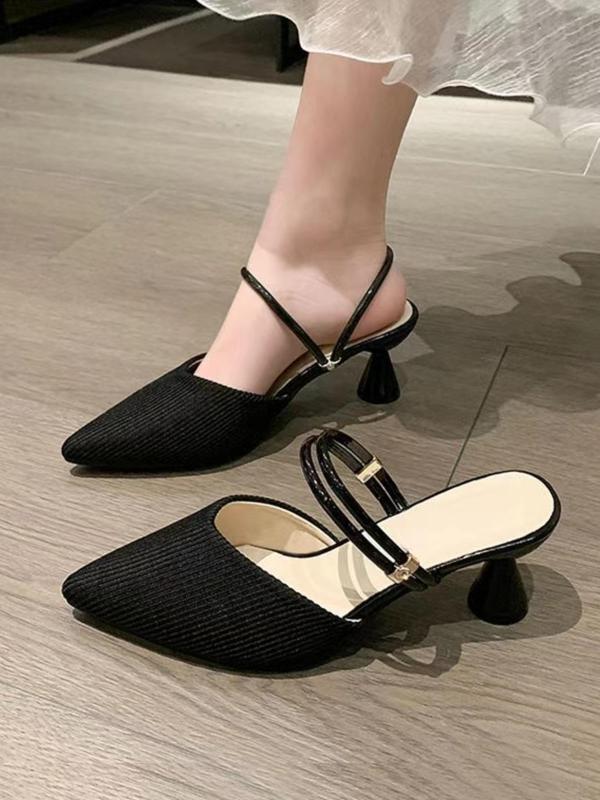 Women's Fashionable Solid Color Pointed Toe Slip on Heels, Casual Versatile High Heel Shoes for Daily, Lightweight Breathable Comfort Shoes for Women & Girls