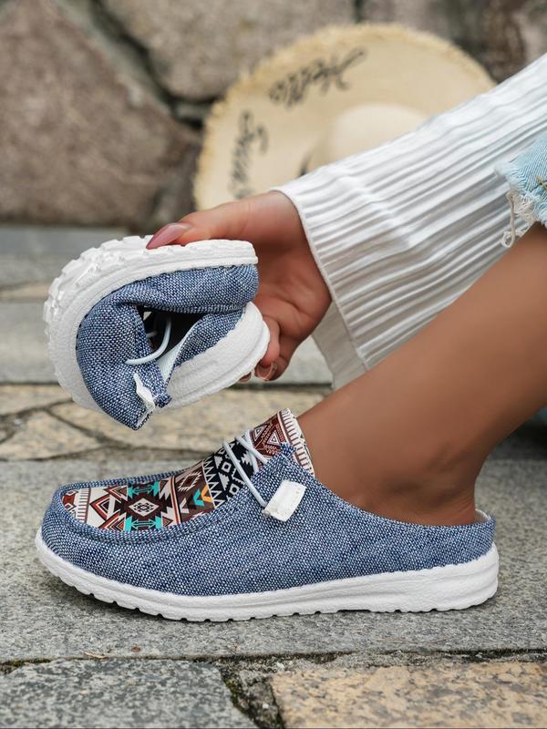 Women's Ethnic Pattern Slip on Low Top Sneakers, Casual Comfortable Lightweight Slip on Popular Summer Sandals, All-match Commuter Shoes for Work & Daily Wear