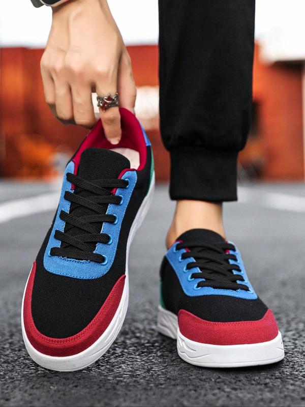 Men's Fashionable Colorblock Letter Print Lace Up Low Top Sneakers, Casual Comfortable Sports Shoes, Trendy All-match Sneakers for Daily Wear