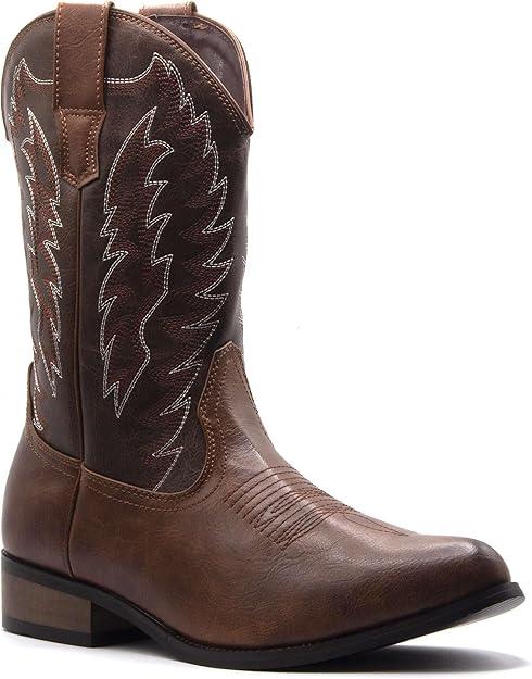 Jazame Men's Western Cowboy Boots Tall Embroidered Classic Dress Boot botas vaqueras para hombre botines vaqueros para hombre Footwear Shoe