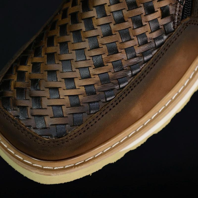 Brown Tan Basketweave Cowboy Shoes