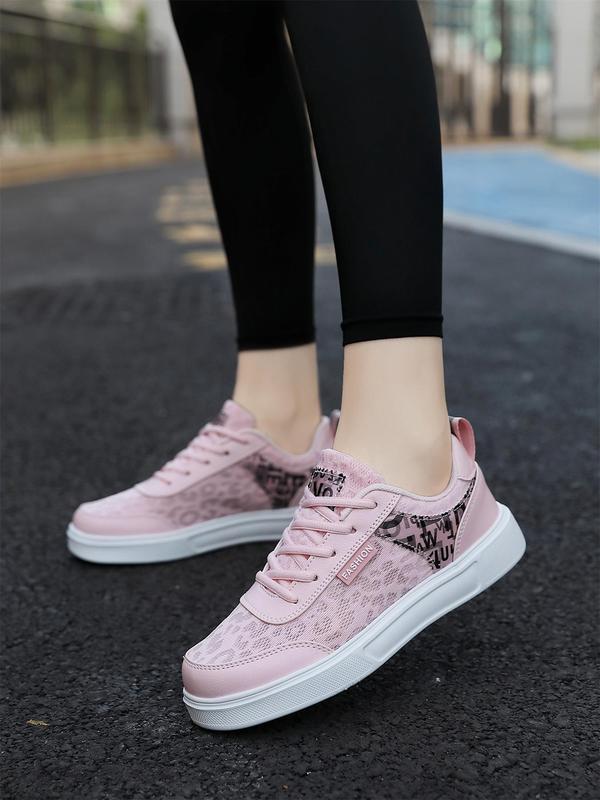 Women's Fashionable Letter Pattern Lace Up Low Top Sneakers, Casual Comfortable Lace Decor Sports Shoes for Daily Wear, Trendy All-match Shoes for Women & Girls