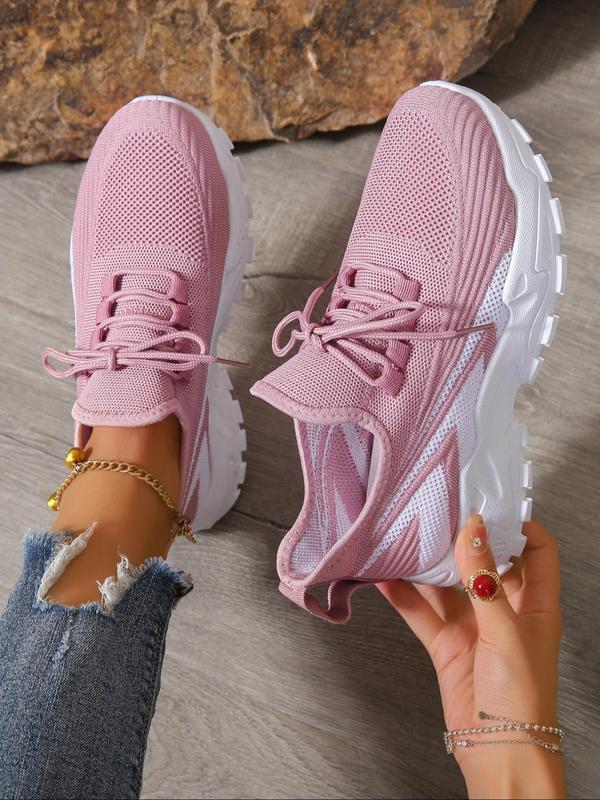 Women's Fashionable Lace Up Low Top Sneakers, 2024 New Style Casual Comfortable Breathable Sports Running Shoes, All-match Basic Shoes for Daily Wear