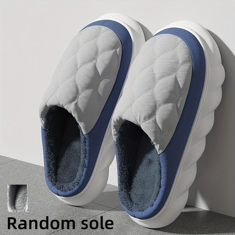 Men's Cozy Plush-Lined Winter Slippers - Thick Sole, Warm Indoor Outdoor Shoes for Everyday Comfort