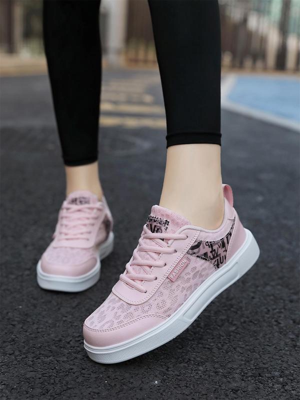 Women's Fashionable Letter Pattern Lace Up Low Top Sneakers, Casual Comfortable Lace Decor Sports Shoes for Daily Wear, Trendy All-match Shoes for Women & Girls