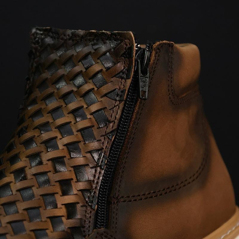 Brown Tan Basketweave Cowboy Shoes