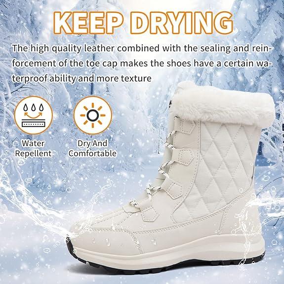 Women's Winter Boots Waterproof Warm Faux Fur Lined Ladies Snow Boots