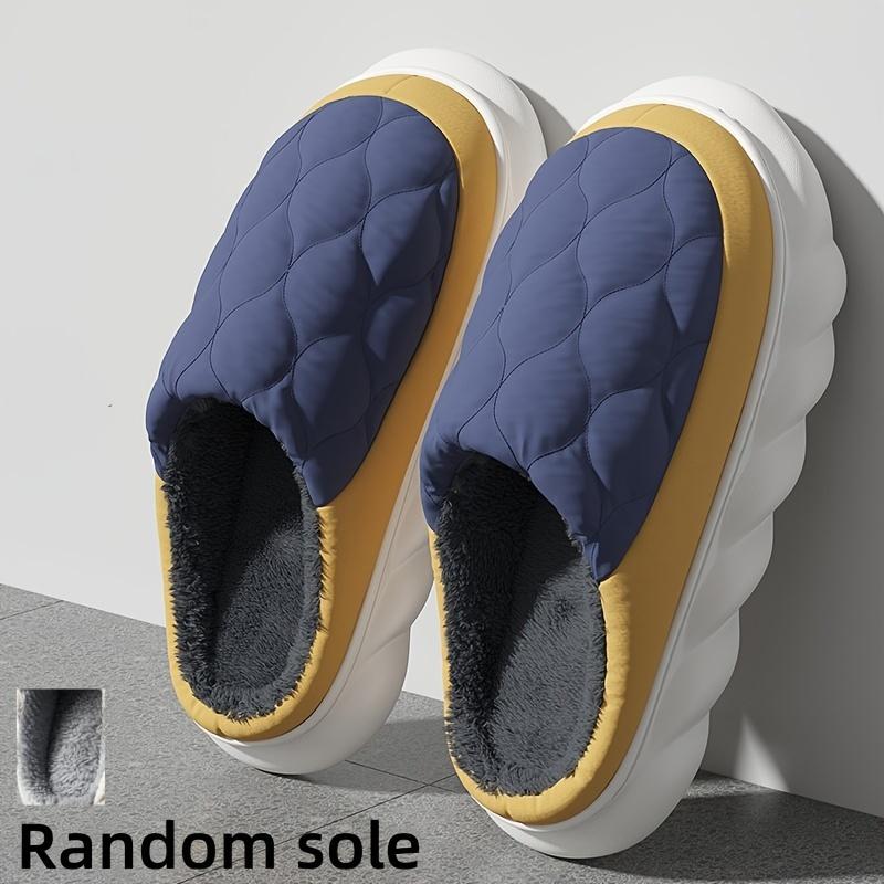 Men's Cozy Plush-Lined Winter Slippers - Thick Sole, Warm Indoor Outdoor Shoes for Everyday Comfort