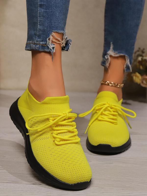 Women's Fashionable Lace Up Low Top Sneakers, 2024 New Style Casual Breathable Comfortable Sports Running Shoes, All-match Basic Shoes for Daily Wear