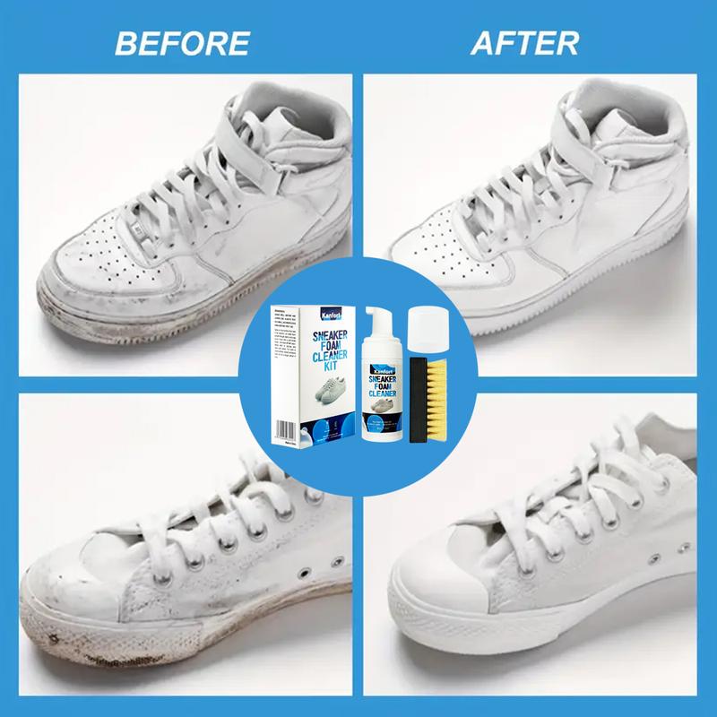 Multi-Function Foam Cleaner for White Shoes - Deep Cleaning & Fast Results, Effective Stain Removal, Neutral Shoe-Clean Formula, Safe for All Materials, Fresh Clean Scent, For Sneakers & Casual Shoes, Removes Yellowing, Whitening Action white shoe