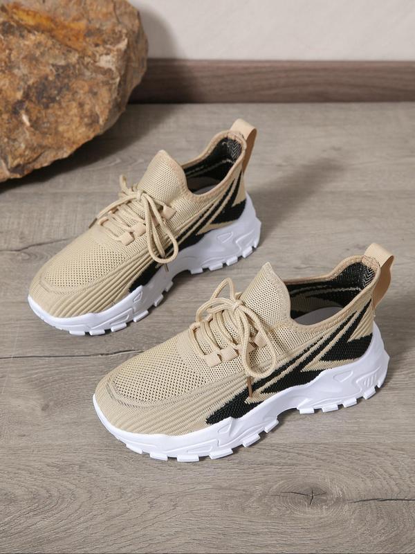 Women's Fashionable Lace Up Low Top Sneakers, 2024 New Style Casual Comfortable Breathable Sports Running Shoes, All-match Basic Shoes for Daily Wear