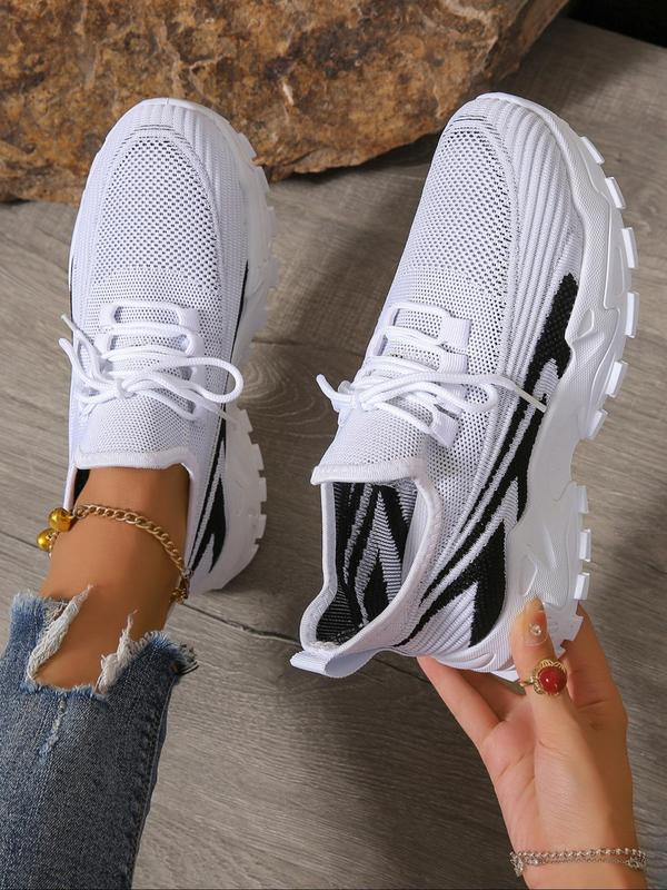 Women's Fashionable Lace Up Low Top Sneakers, 2024 New Style Casual Comfortable Breathable Sports Running Shoes, All-match Basic Shoes for Daily Wear