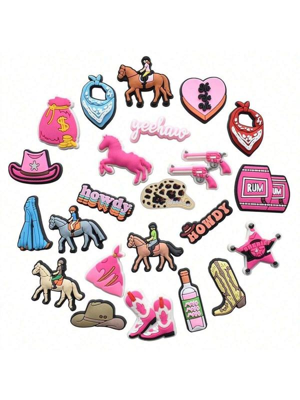 Creative Cowboy & Horse Design Shoe Charms, Colorful Shoes Decorations for Clogs Bag Bubble Slides Sandals, Shoes Decorations Accessories