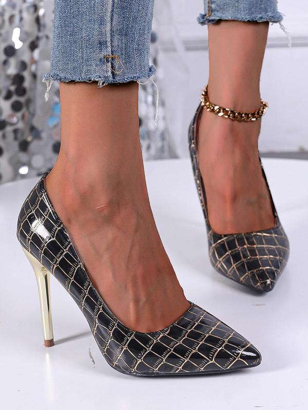 Women's Fashionable Textured Snakeskin Print Stiletto Heels, Elegant Pointed Toe High Heels for Party, Daily Clothing Decor for Women & Girls