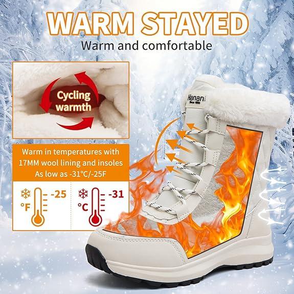 Women's Winter Boots Waterproof Warm Faux Fur Lined Ladies Snow Boots