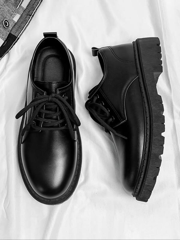 Men's Business Classic Lace Up Dress Shoes, Solid Color Round Toe Formal Shoes for Work Office, Male All-match PU Leather Shoes for Daily Wear