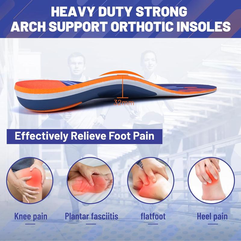 iFitna Heavy Duty Strong Arch Support Insole Plantar Fasciitis Pain Relief Orthotics for Men and Women Flat Feet with Absorb Shock Work Boot Shoe Inserts