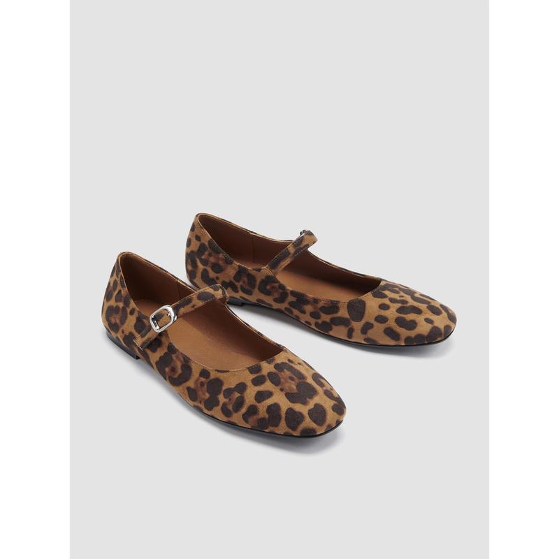 Cider [size 6-11] LEOPARD PRINT SUEDE MARY JANE FLATS