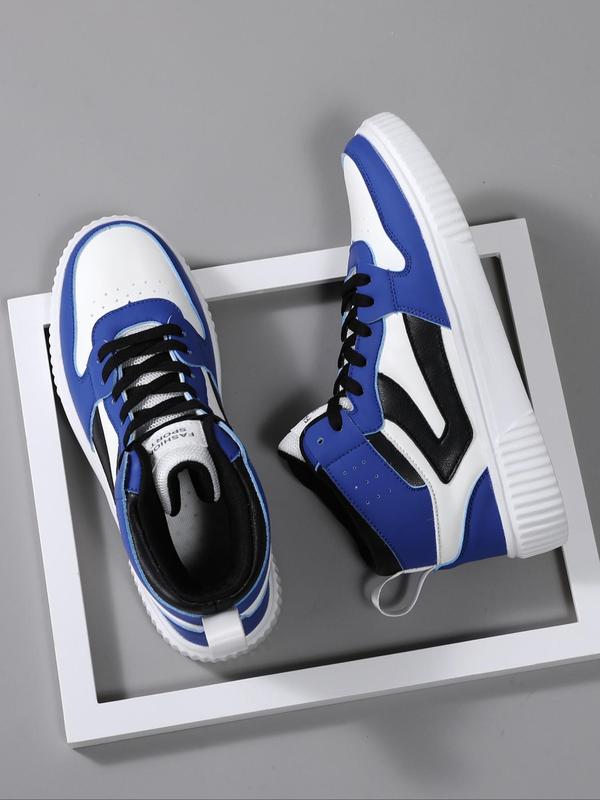 Men's Letter Print Lace Up High Top Sneakers, Casual Comfortable Breathable Sports Running Shoes, Male All-match Round Toe Chunky Sneakers for Daily Life