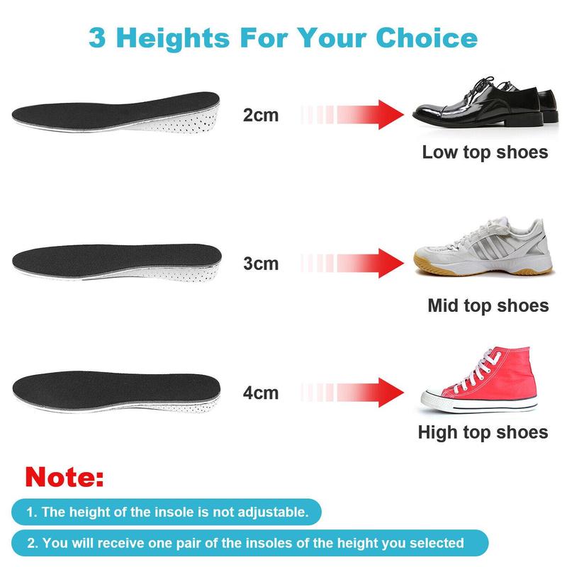 Men Women Invisible Height Increase Insoles Heel Lift Taller Shoe Inserts Pad US Footwear Comfort