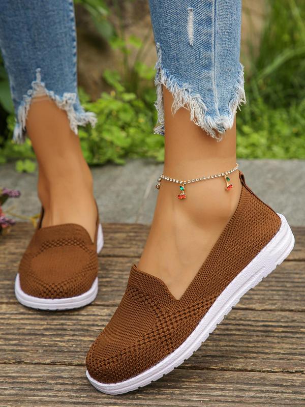 Women's Solid Color Slip on Mesh Breathable Lightweight Sneakers, Casual Comfortable Round Toe Shoes for Daily Wear, Female Simple All-match Shoes for Daily Wear