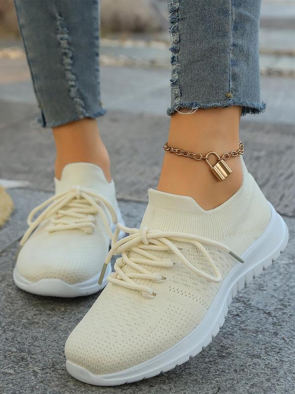 Women's Fashionable Lace Up Low Top Sneakers, 2024 New Style Casual Breathable Comfortable Sports Running Shoes, All-match Basic Shoes for Daily Wear