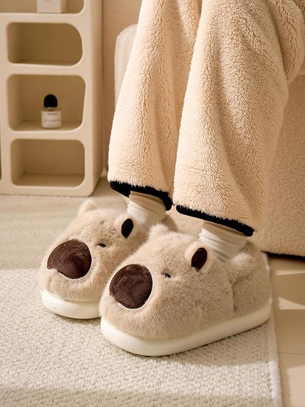 Women's Cute Cartoon Capybara Design Plush Slippers, Casual Soft Comfortable Non-slip Home Slippers, Warm Slippers for Indoor & Outdoor Use for Fall & Winter