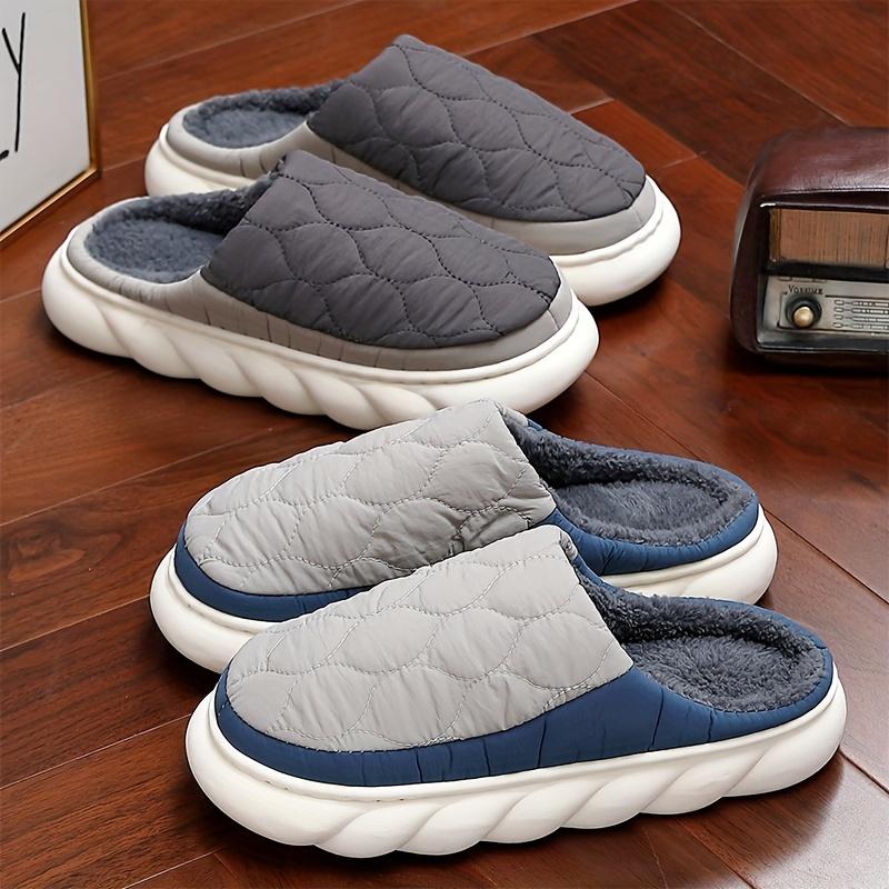 Men's Cozy Plush-Lined Winter Slippers - Thick Sole, Warm Indoor Outdoor Shoes for Everyday Comfort