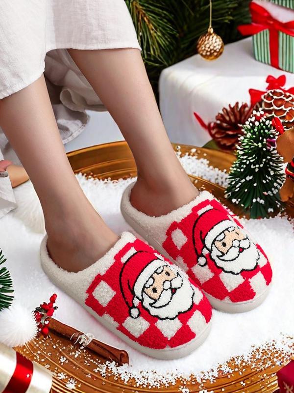 Cute Cartoon Gnome Christmas Pattern Slippers, Casual Soft Comfortable Home Slippers for Women, Fluffy All Seasons House Shoes for Indoor & Outdoor