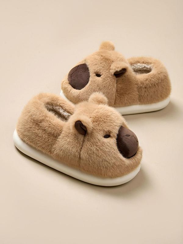 Women's Cute Cartoon Capybara Design Plush Slippers, Casual Soft Comfortable Non-slip Home Slippers, Warm Slippers for Indoor & Outdoor Use for Fall & Winter