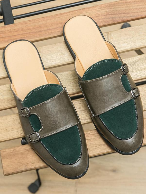 Men's Fashionable Colorblock Patched Design Mules, Casual Comfortable Shoes for Outdoor, Breathable Comfortable Shoes for Daily Wear, for Fall Outfits Fall Freshness