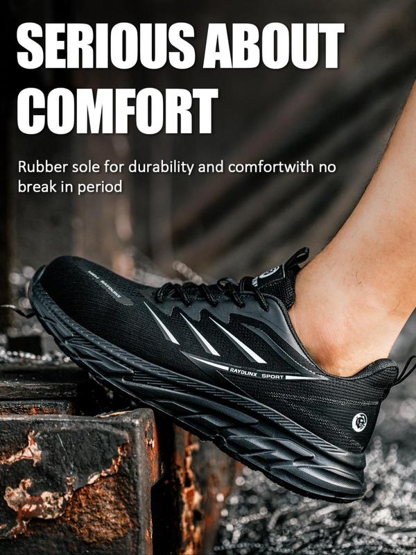 Men's Casual Lace Up Low Top Safety Shoes, Mens Sneakers, Breathable Lightweight Comfortable Anti-smash and Anti-puncture Work Shoes, Anti-slip Shoes for Men