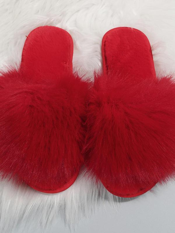 Women's Summer Cute Fashion Faux Fur Fluffy Slippers, Casual Comfortable Soft Plush Flat Slippers, All-match Women Shoes for Indoor Outdoor Wear, Slippers Shoes